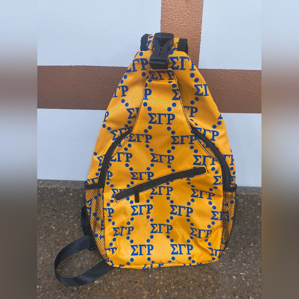 Stylish Yellow Backpack with Blue Accents